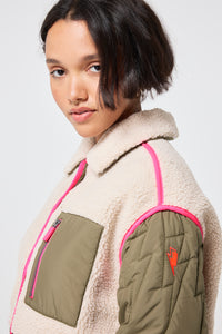 Quilted Khaki Lightning Bolt with Borg Coat