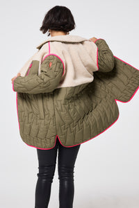 Quilted Khaki Lightning Bolt with Borg Coat