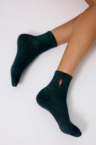 Scamp and Dude Green Lurex Socks | Product image of Green Lurex Socks on white background