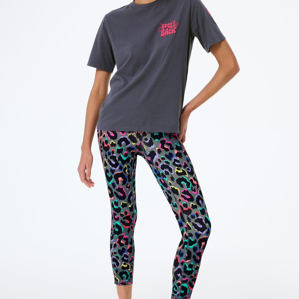 Khaki with Pink and Black Shadow Leopard Active Leggings Scamp & Dude