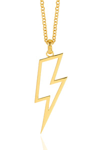 Gold Plated Statement Lightning Bolt Necklace