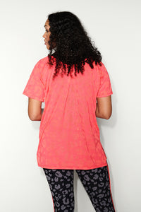 Pink Leopard Burn Out Slouchy T-Shirt