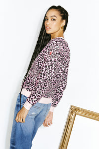 Neutral with Pink and Black Rock and Roll Leopard Classic Sweatshirt