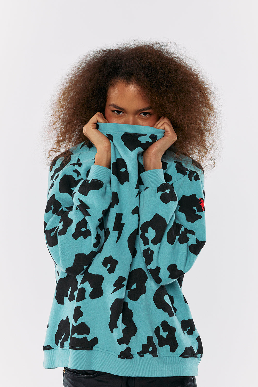 Sweat zippé en molleton avec capuche - Léopard - - 10.00