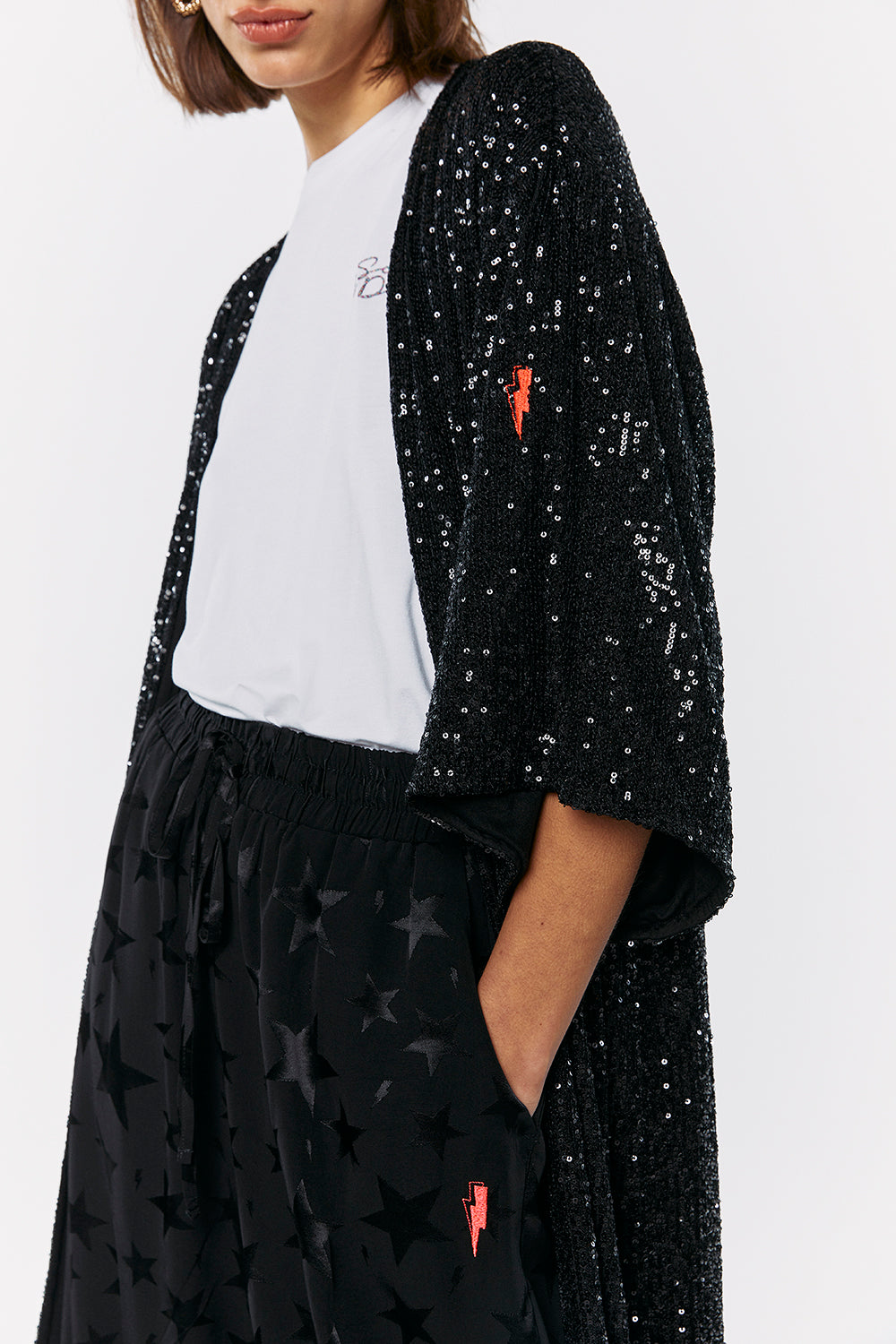 Black Sequin Kimono