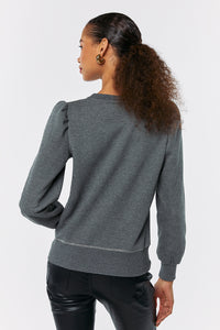 Grey Lurex Puff Sleeve Sweatshirt