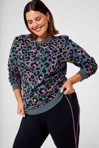 Grey with Rainbow Shadow Leopard Classic Sweatshirt