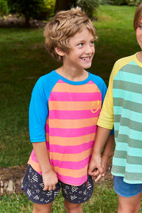 Kids Pink with Orange Lucky Stripe T-Shirt