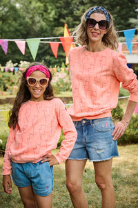 Kids Peach with Neon Pink Lightning Bolt Sweatshirt