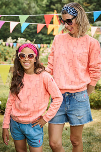Peach with Neon Pink Lightning Bolt Sweatshirt