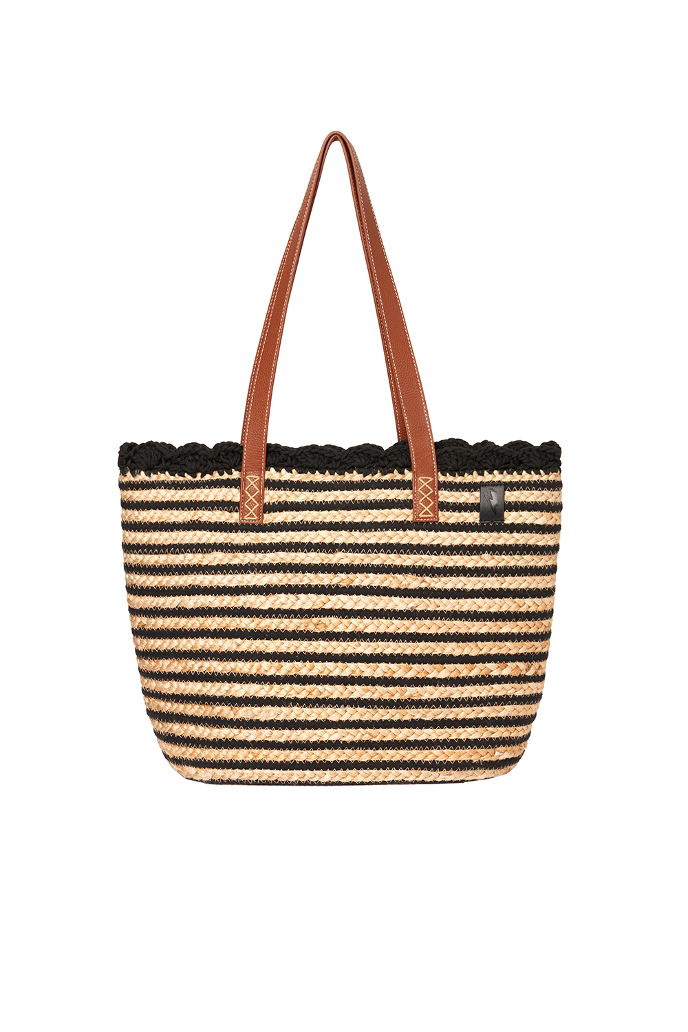 Natural with Black Stripe Straw Basket Bag Scamp Dude