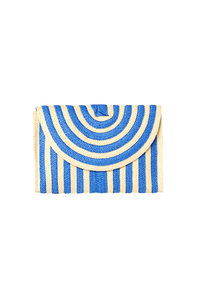 Natural with Blue Stripe Woven Clutch Bag