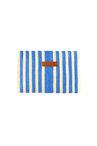 Natural with Blue Stripe Woven Clutch Bag