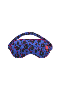 Blue with Black and Pink Shadow Leopard Eye Mask and Slipper Set