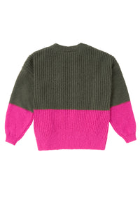 Khaki with Pink Cable Knit Jumper