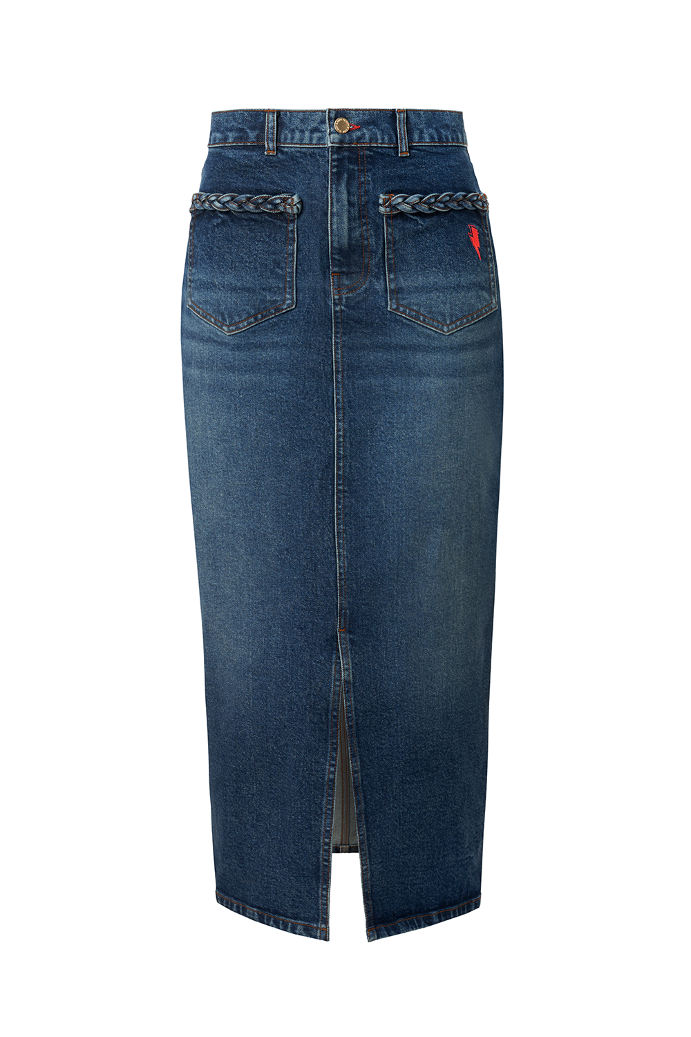 【Anyone more】Diven Black Blue Denim Skirt Indigo Denim Split Front Maxi Skirt Scamp & Dude.