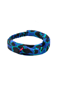 Blue with Green and Black Leopard Headband