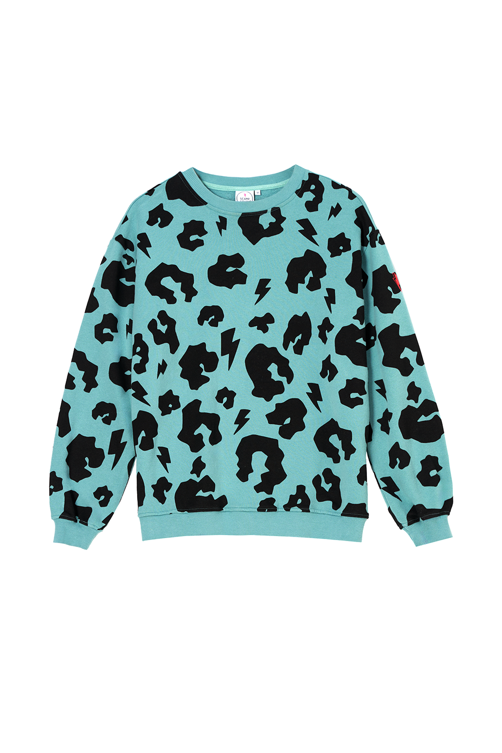 Scamp and Dude Khaki with Black Leopard Oversized Sweatshirt | Product image of Khaki with Black Leopard Oversized Sweatshirt on white background