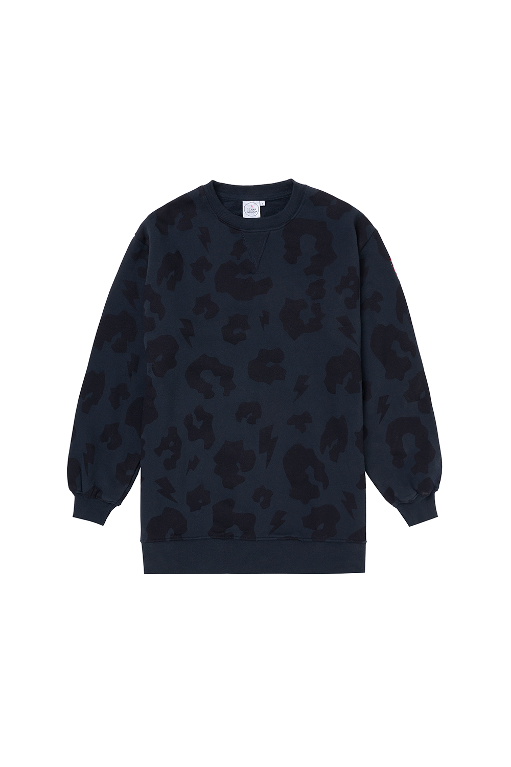 Navy with Navy Leopard Longline Sweatshirt Scamp Dude