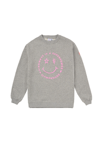 Grey Marl Smiley Face Oversized Sweatshirt