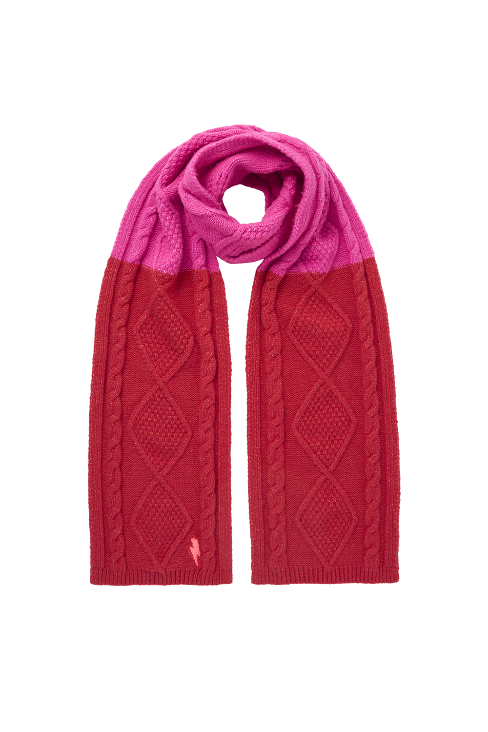 Red with Pink Cable Knit Scarf Scamp & Dude