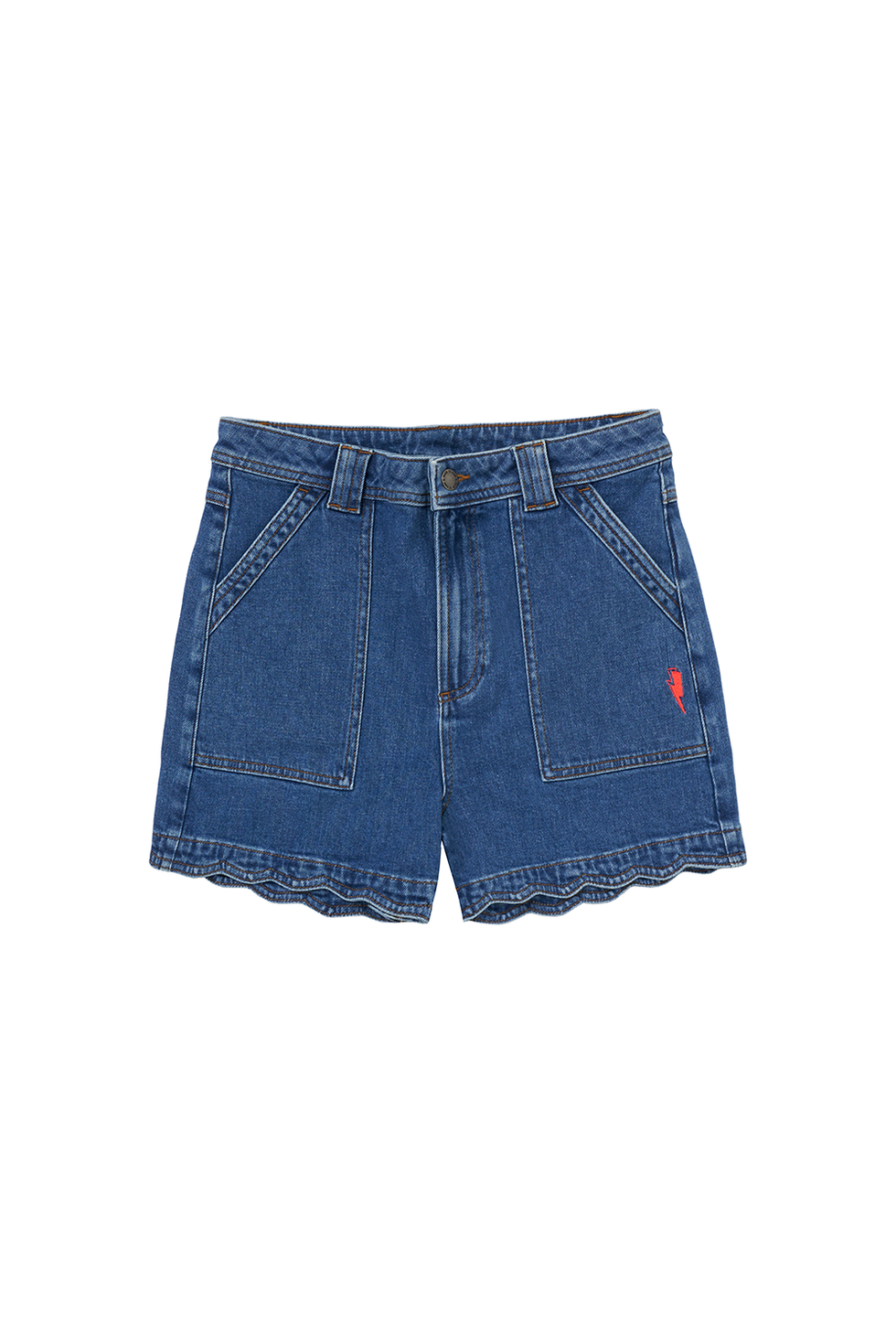 Scallop Denim Shorts