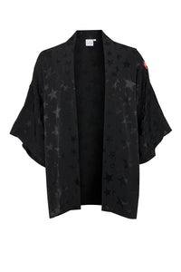 Black Jacquard Star Kimono