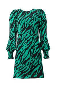 Green with Black Shadow Tiger Short Dress
