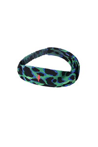 Green with Blue and Black Shadow Leopard Headband