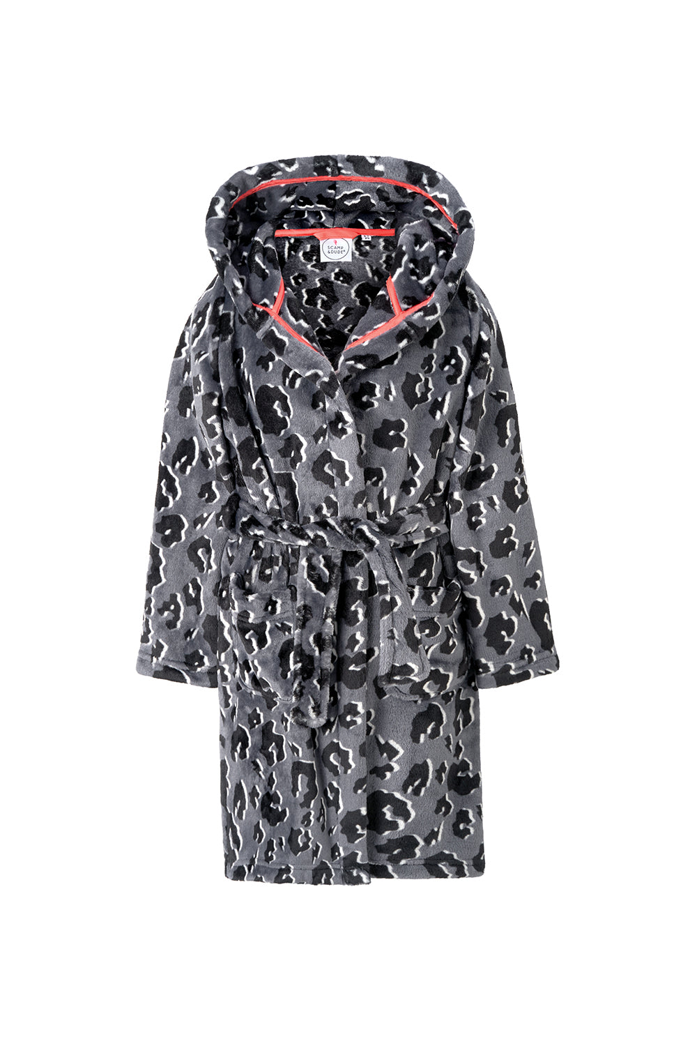 Kids Grey with Black Shadow Leopard Dressing Gown Scamp & Dude