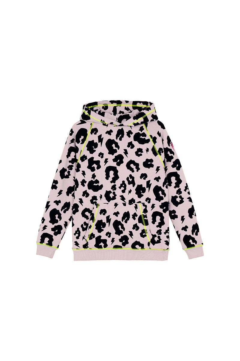 Kids Pale Peach with Black Leopard Hoodie Scamp & Dude