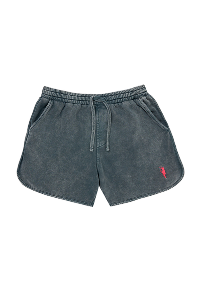 Scamp and Dude Kids Washed Back Shorts | Product image of black washed shorts on white background