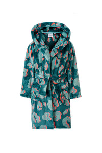 Kids Khaki with Green and Coral Shadow Leopard Dressing Gown