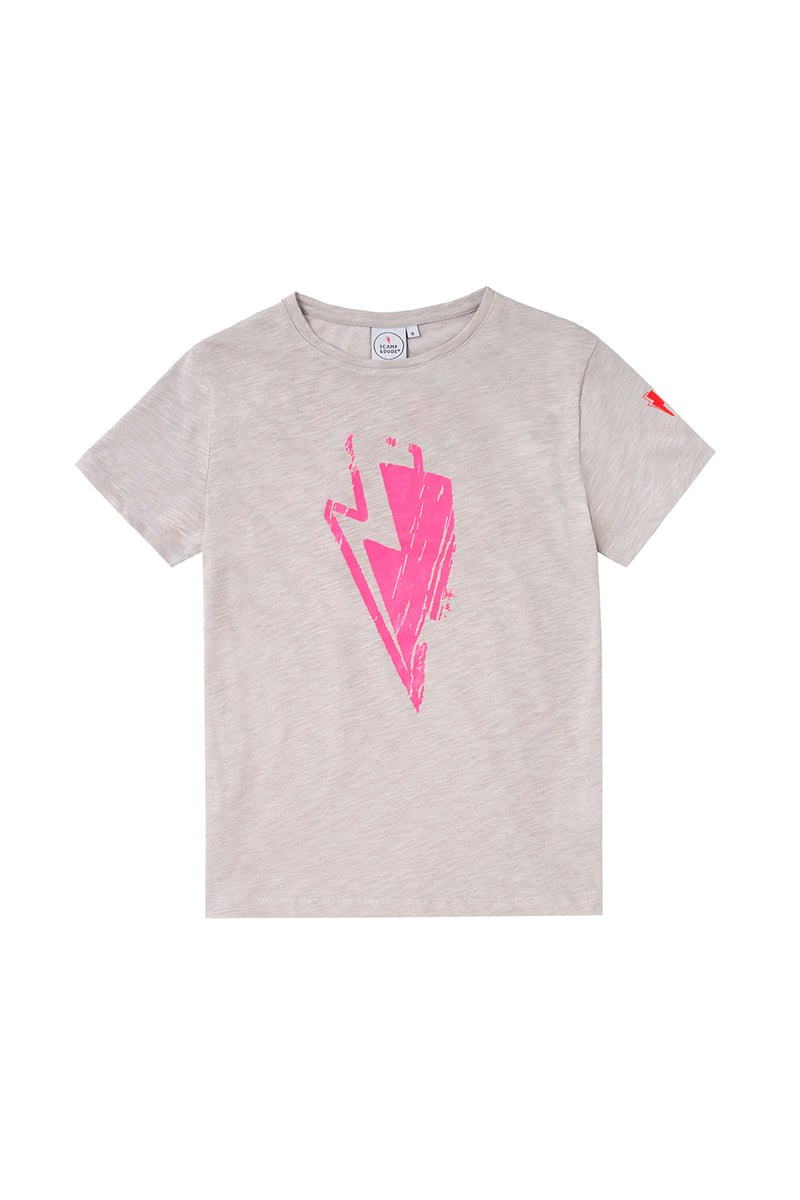 Light Grey with Neon Pink Bolt T-Shirt Scamp & Dude