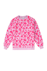 Lilac with Neon Pink Leopard Oversized Sweatshirt