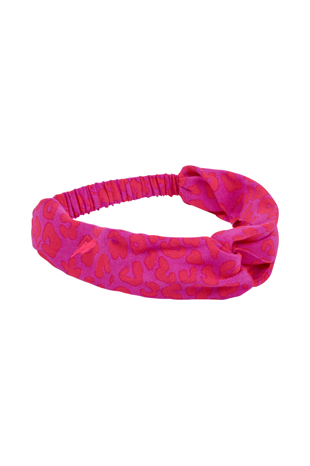 A magenta with hot pink floral leopard and lightning bolt print headband 
