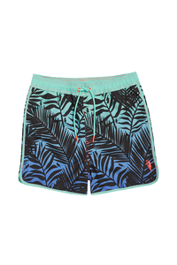 Green with blue and black tropical and lightning bolt print men&