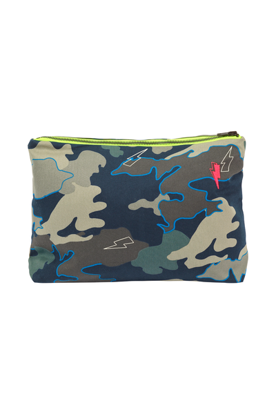 Scamp and Dude Navy Camo Print Swag Bag | Product image of camo print multi-purpose fabric bag