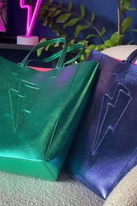 Green Metallic Large Tote Bag