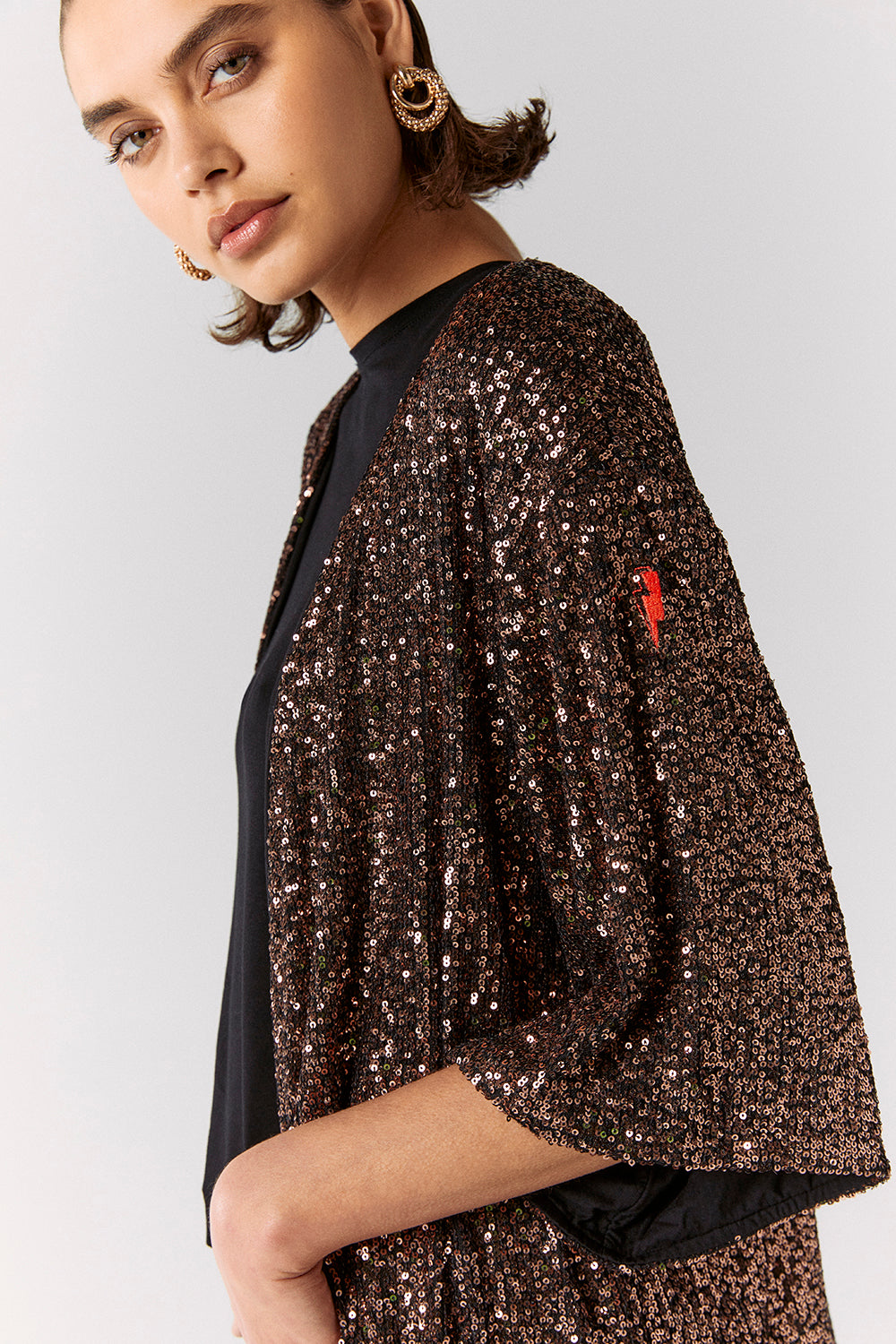 Gold sequin kimono dress best sale