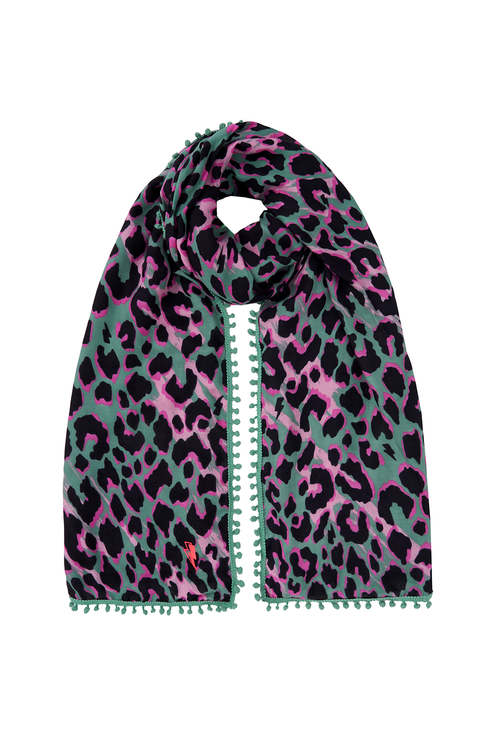 Scamp and Dude Khaki with Pink and Black Shadow Leopard Charity Super Scarf | Product image of Khaki with Pink and Black Shadow Leopard Charity Super Scarf on white background