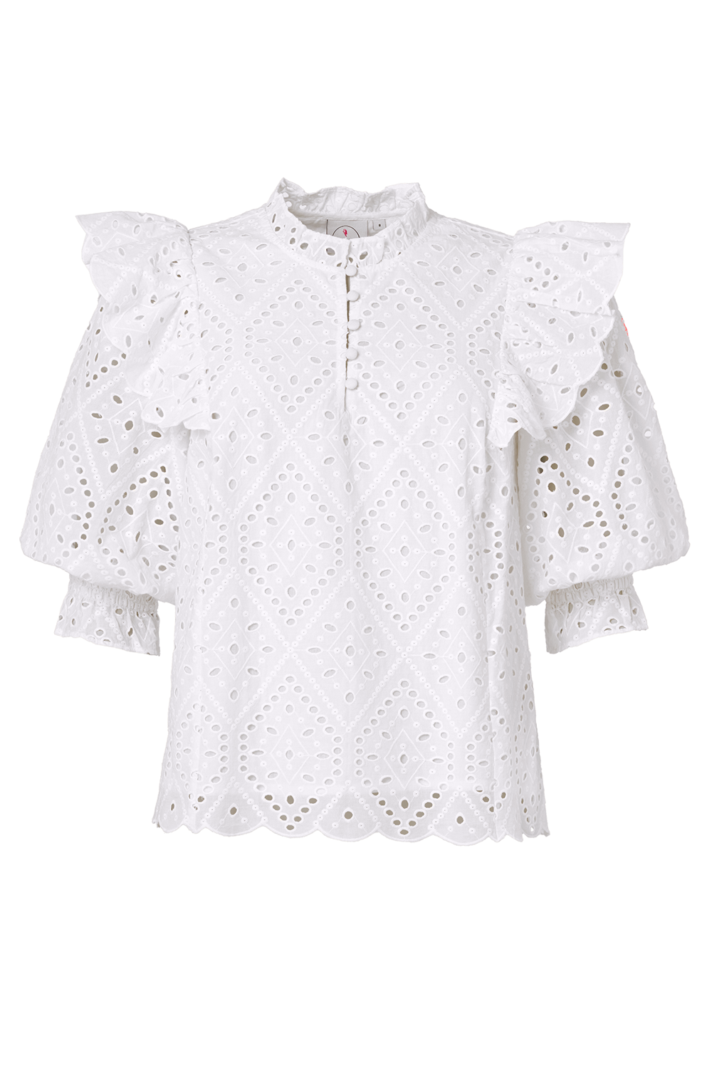 White Broderie Anglaise Frill Sleeve Blouse Scamp & Dude