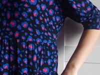 Black with Electric Blue and Pink Snow Leopard Maxi Dress