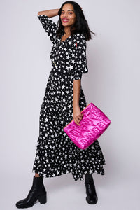 Hot Pink Lightning Bolt Metallic Quilted Swag Bag