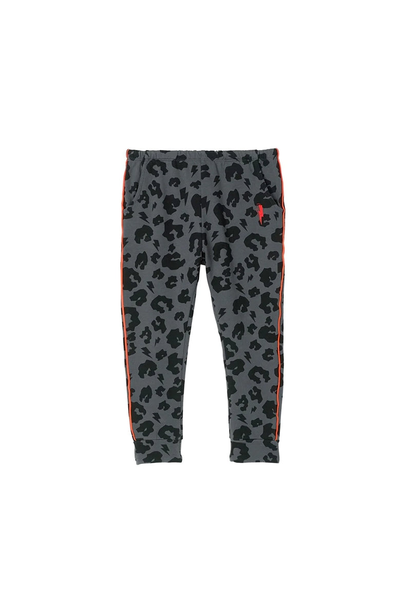 Kids Joggers Grey Leopard Print and Lightning Bolt