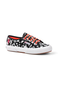 Scamp and Dude Superga X Scamp & Dude Trainers | Product image of black and white trainers with coral laces