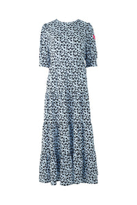 Scamp and Dude Blue Leopard Dress | Product image of blue leopard print dress on white background