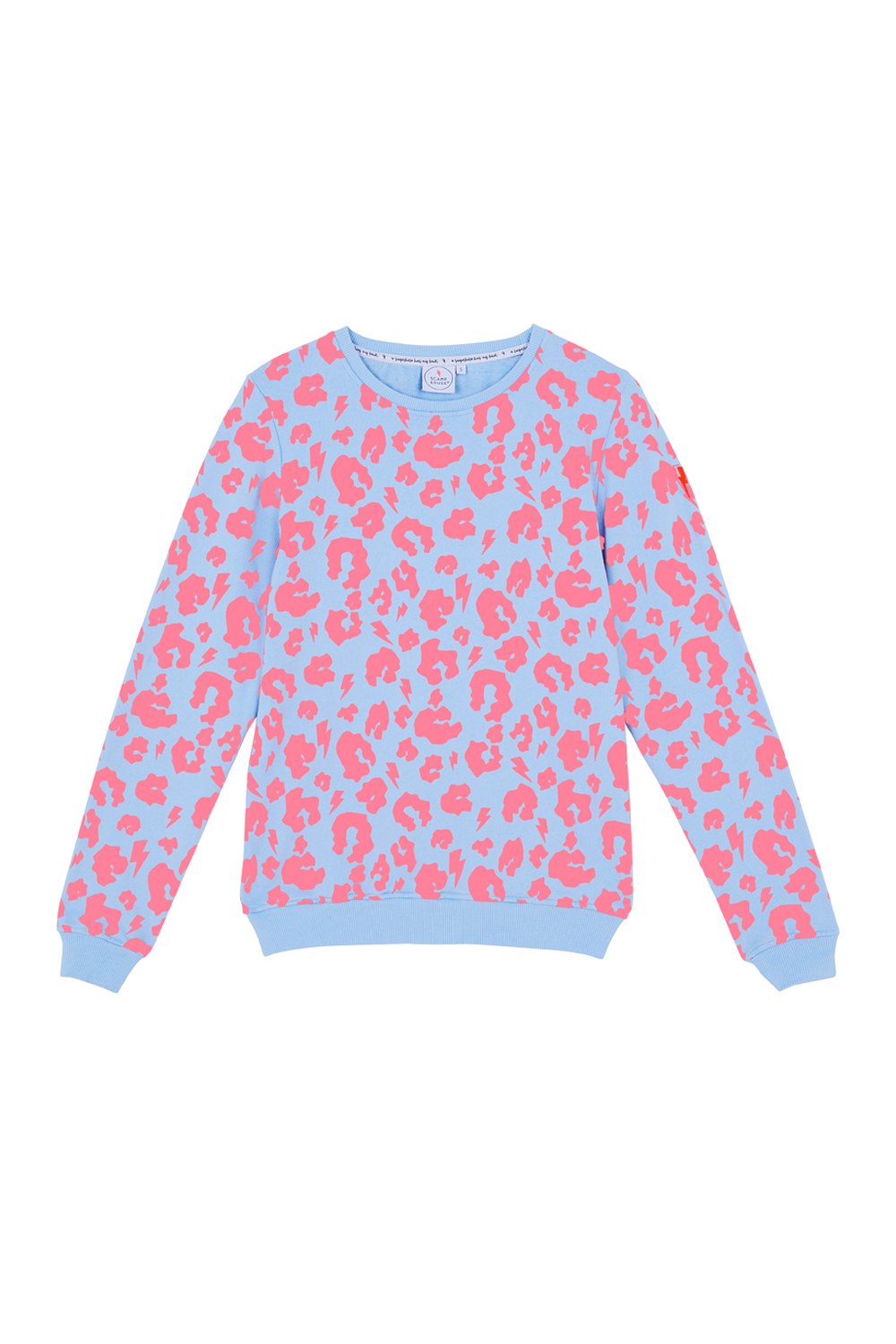 Pale Blue with Neon Coral Leopard Sweatshirt – Scamp & Dude