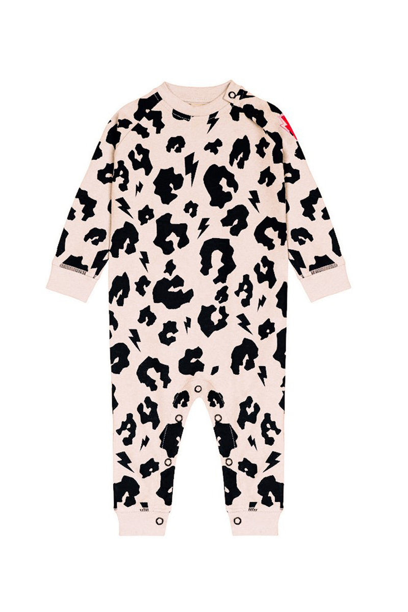 Baby Romper - Blush Leopard Print and Lightning Bolt Print