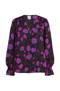 Black with Magenta Snow Leopard Star and Lightning Bolt Top